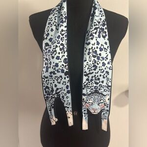 Blue Leopard Print Scarf New In Package